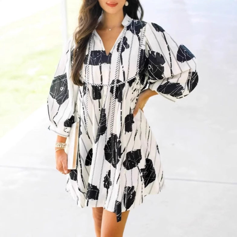 Robe chemise pour femme, décontractée, à motif floral et coupe évasée de berg-feldt
