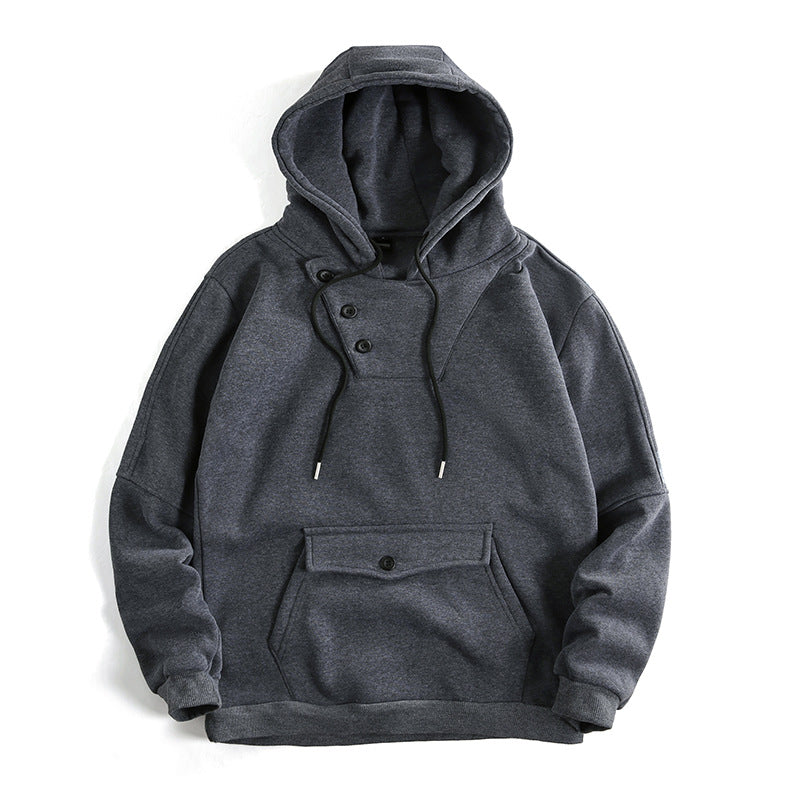 Herrenlässiger Kapuzenpullover mit Knopfdetails und praktischen Taschen Berg-Feldt