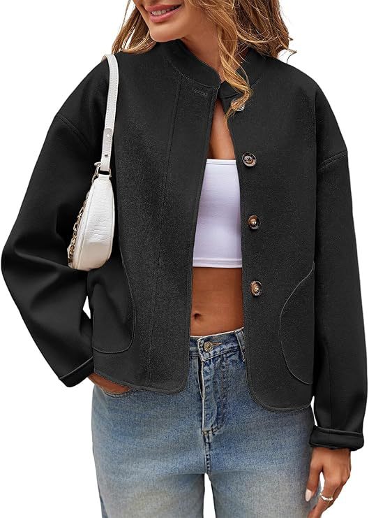 Berg-Feldt Blouson ample boutonné avec poches latérales pour femme
