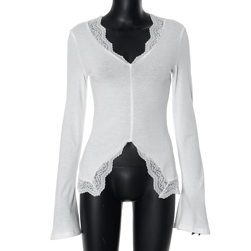 Haut femme col en V avec dentelle Berg-Feldt
