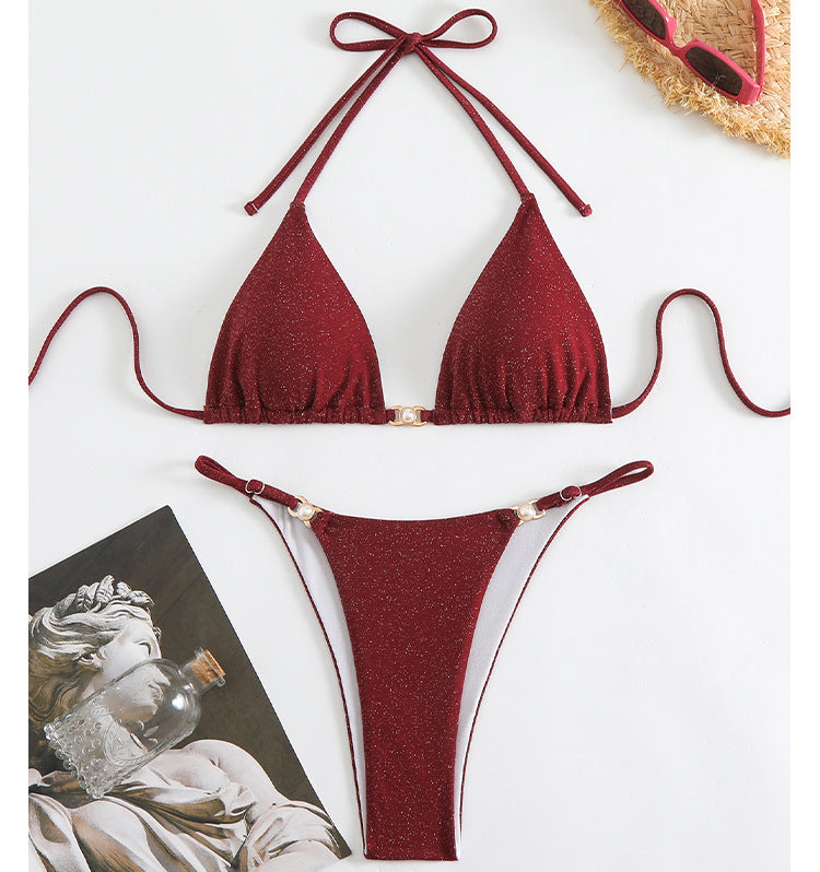 Funkelnder Damen-Bikini mit Dreieck-Oberteil und verstellbaren Trägern von berg-feldt