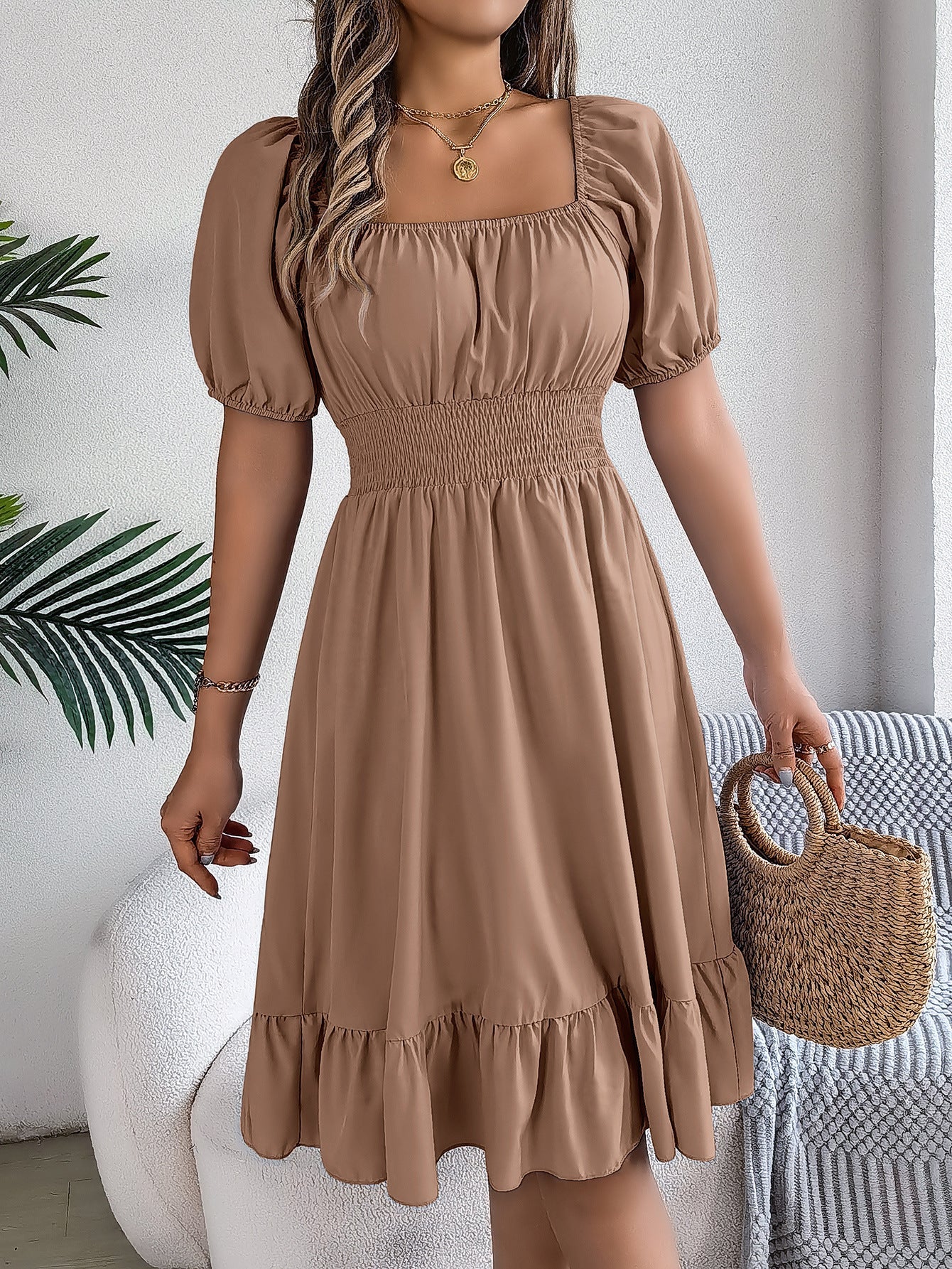 Robe d'été légère pour femme avec manches bouffantes et jupe évasée de berg-feldt