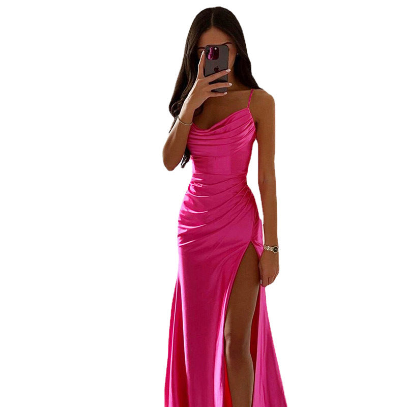 Damen Elegantes Maxikleid mit raffiniertem Drapé und hohem Schlitz Berg-Feldt