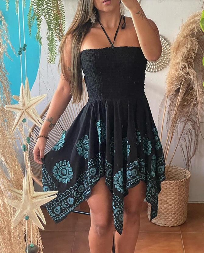 Berg-Feldt Robe d'été Femme avec Fronces et Broderies