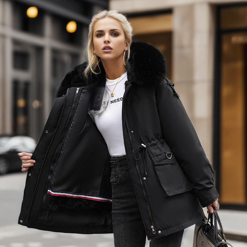 Damen warme Winterjacke mit abnehmbarem Pelzkragen Berg-Feldt
