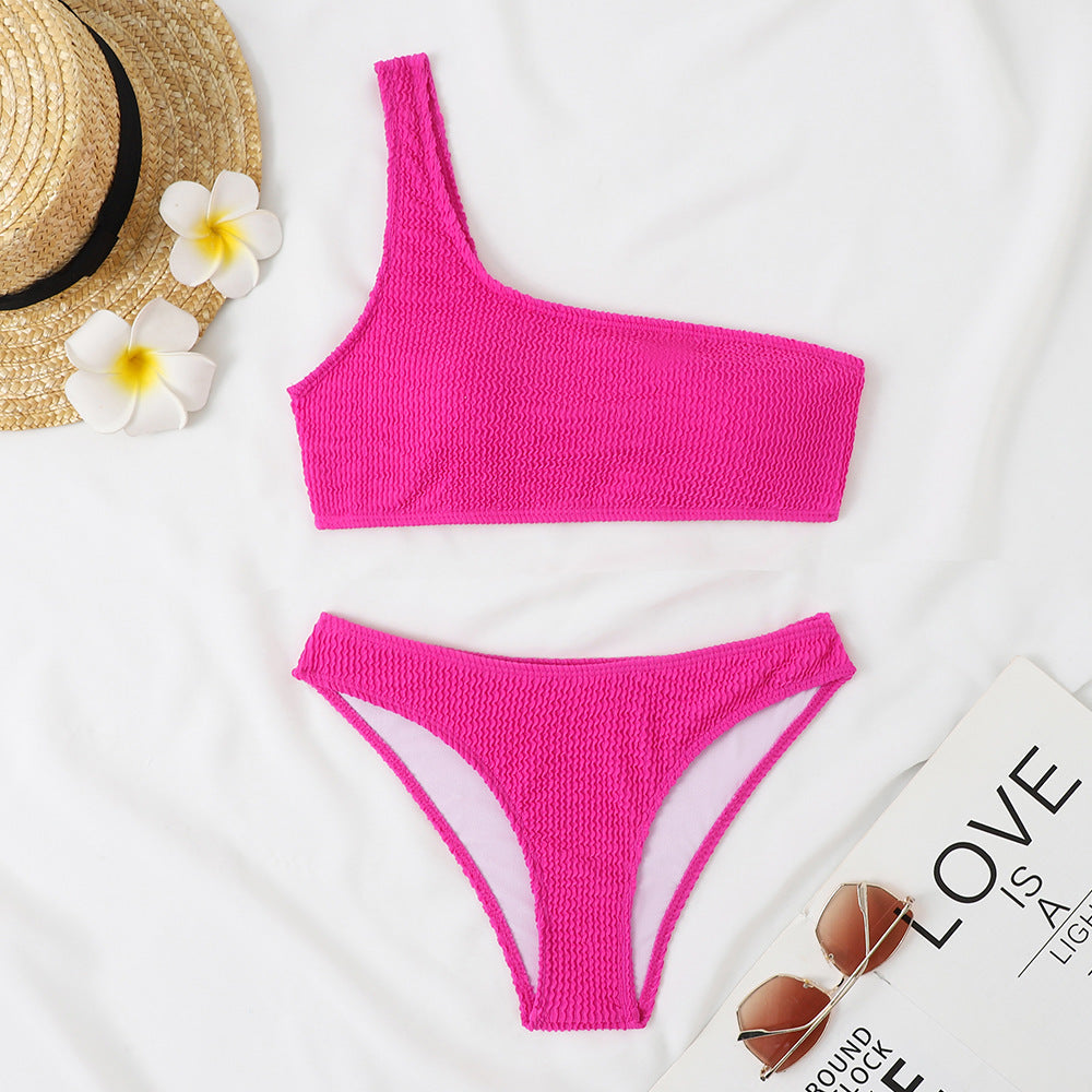 Berg-Feldt Ensemble de bikini côtelé asymétrique pour femme 1750839266
