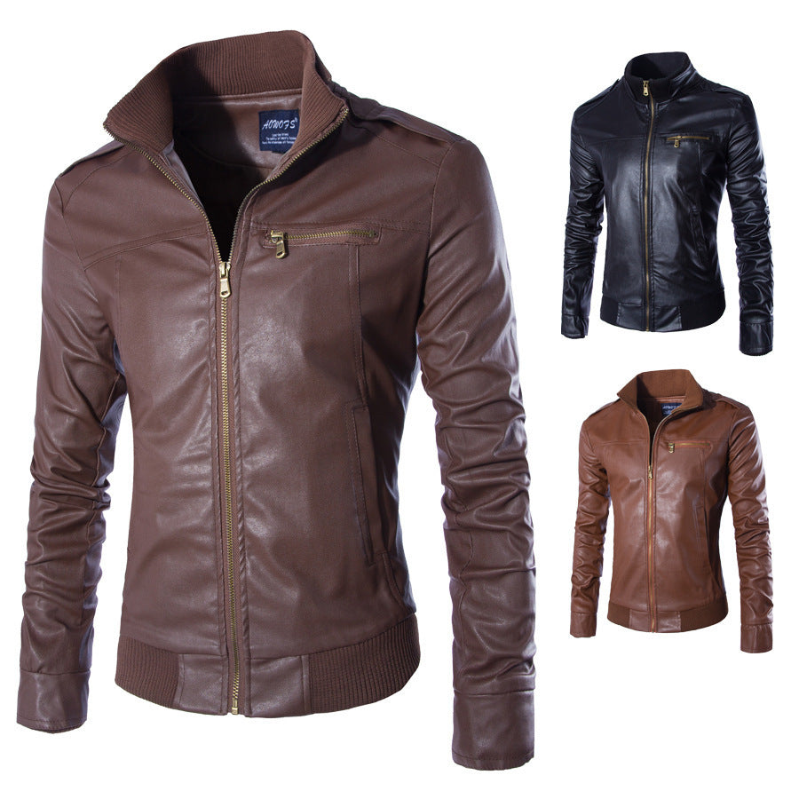 Herren modische Kunstlederjacke mit Reißverschluss und festem Kragen Berg-Feldt