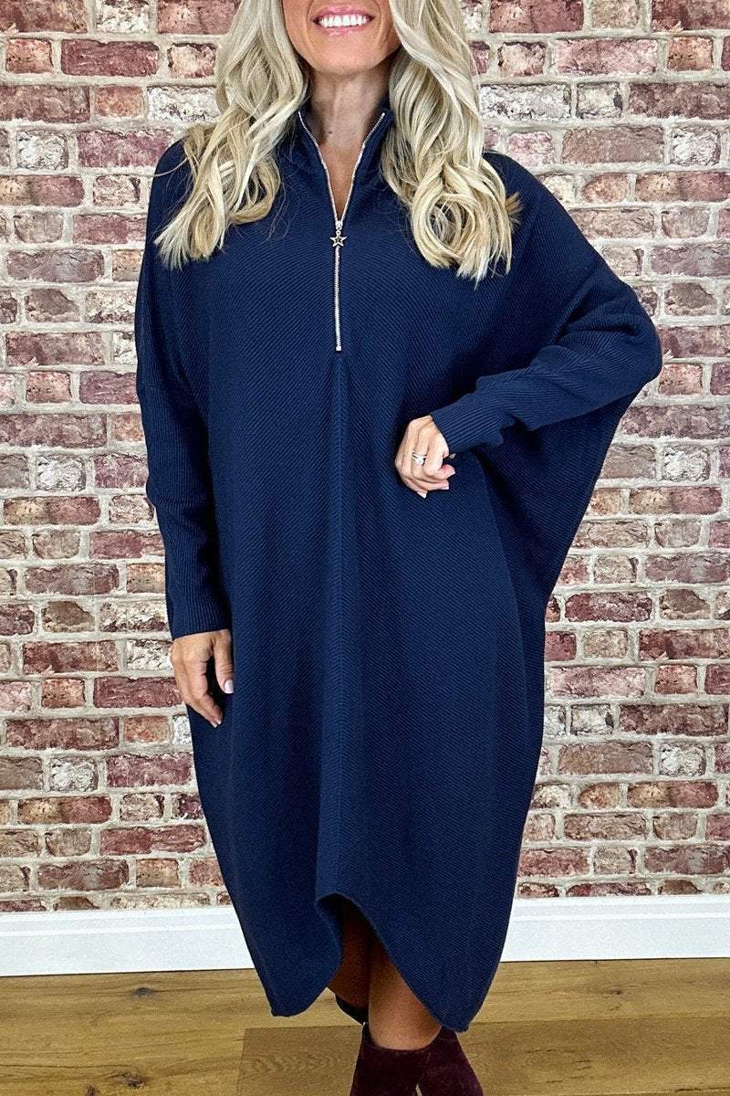 Damen Oversized Strickkleid mit Reißverschluss Berg-Feldt
