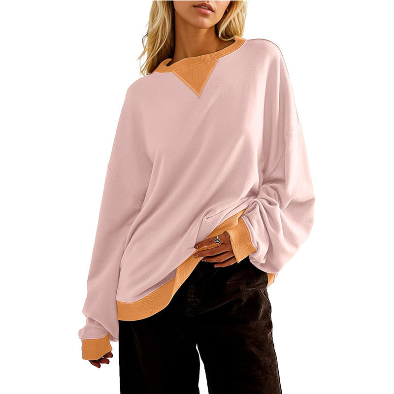 Sweat-shirt décontracté pour femme avec col en V et poignets contrastés Berg-Feldt