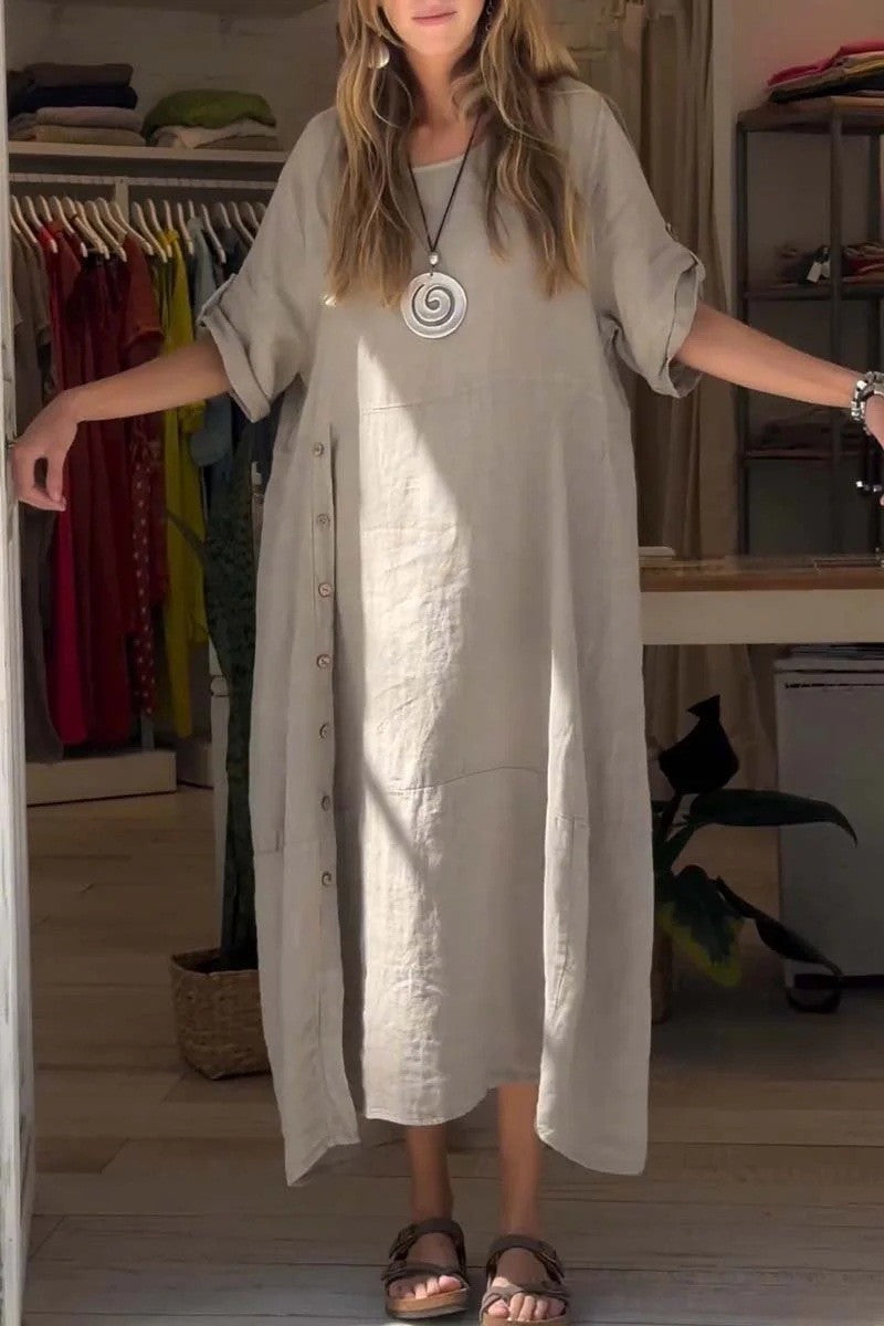 Robe longue légère pour femme avec poches et manches retroussables berg-feldt