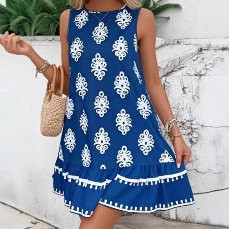 Sommerkleid für Damen, luftig, mit festlichem Rüschen-Saum und Blumenmuster von berg-feldt