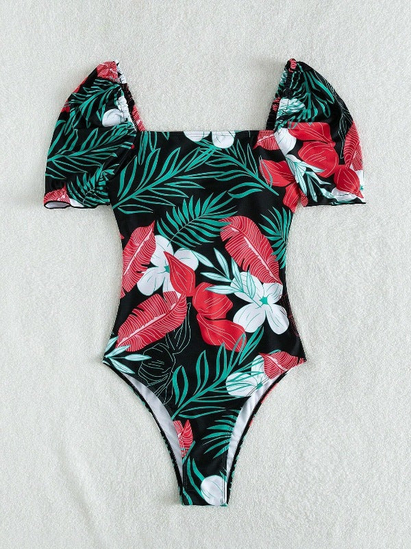 Maillot de bain femme Berg-Feldt à manches bouffantes et imprimé floral