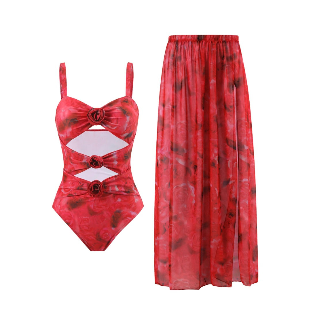Maillot de bain une pièce Berg-Feldt pour femme avec imprimé floral et paréo