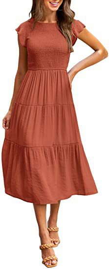 Midikleid für Damen mit elastischem Oberteil und fließendem Rock von berg-feldt