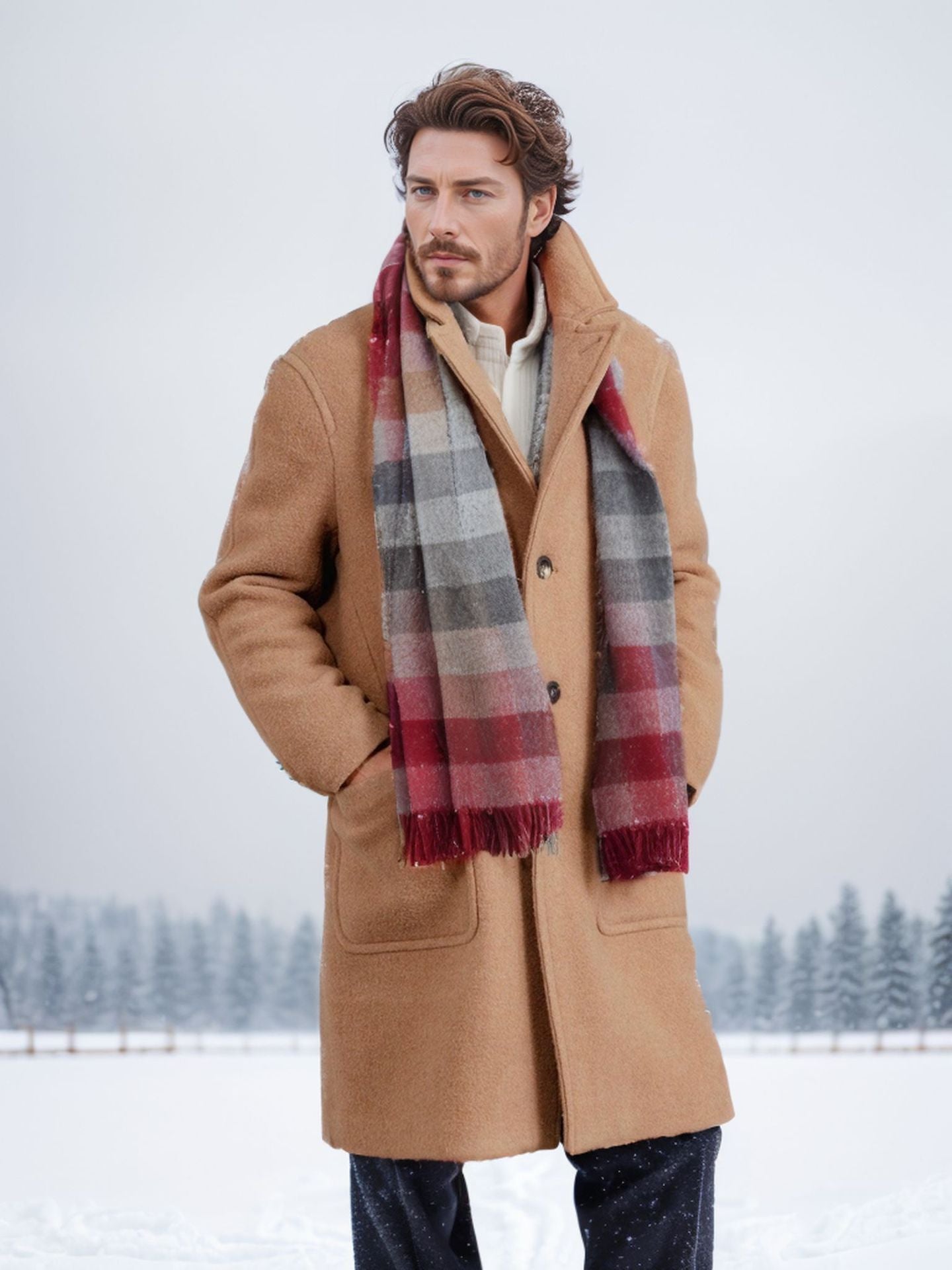 Herren eleganter Wollmantel mit doppelter Knopfreihe und praktischen Eingrifftaschen Berg-Feldt