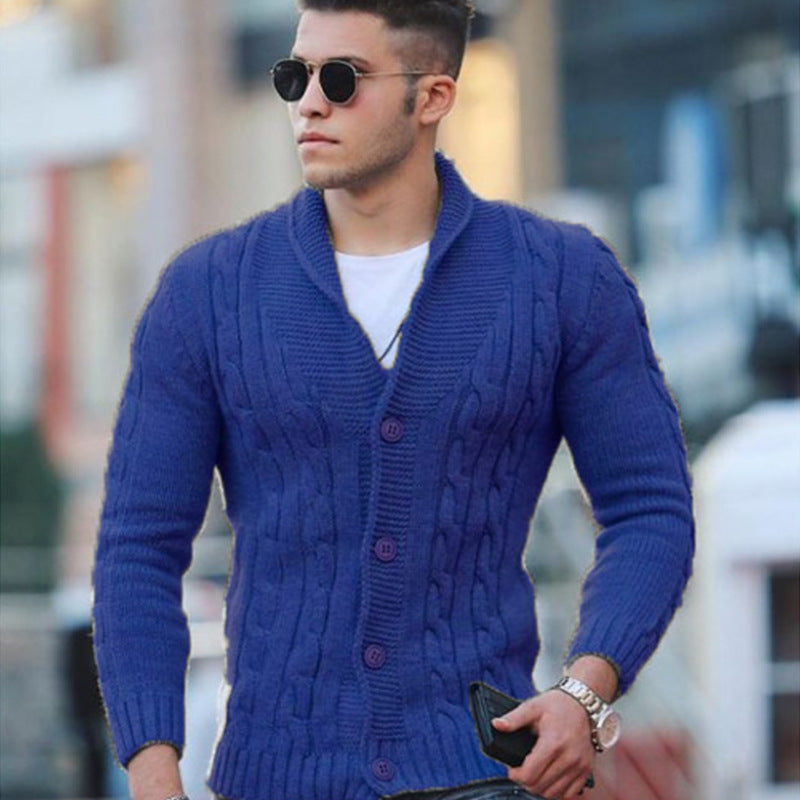 Cardigan tricoté pour hommes avec motif tressé unique et col châle tendance Berg-Feldt
