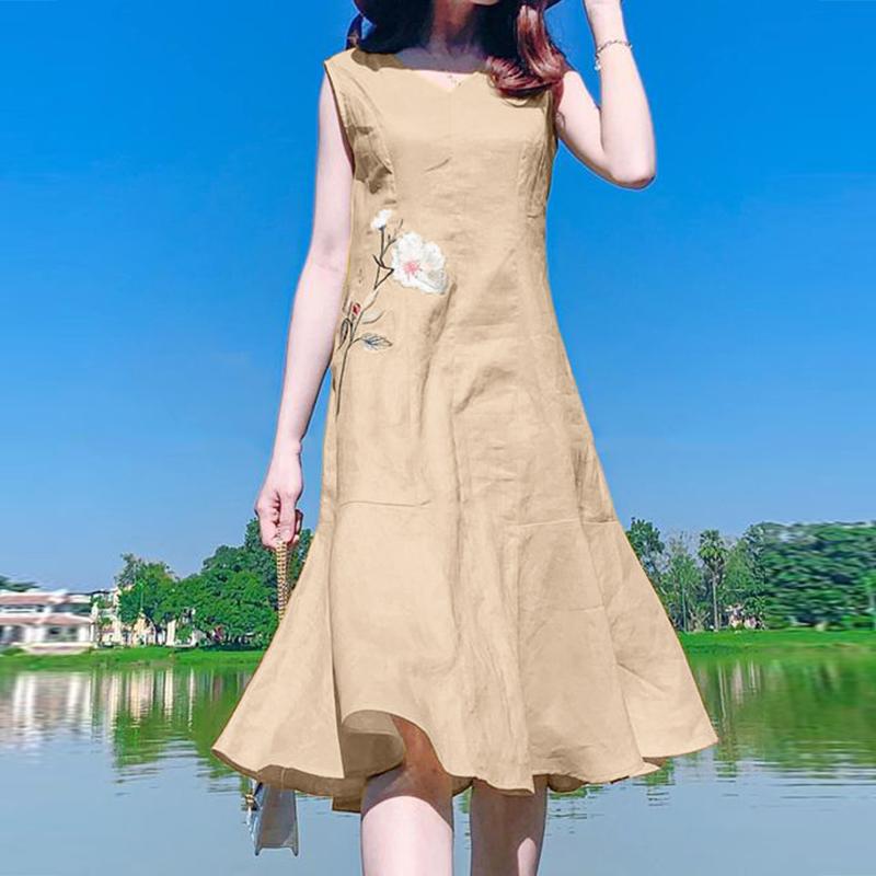 Robe midi évasée Berg-Feldt pour femme avec broderie florale