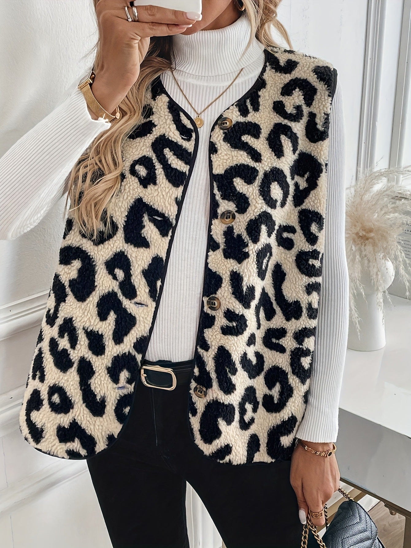 Gilet douillet imprimé léopard Berg-Feldt pour femme
