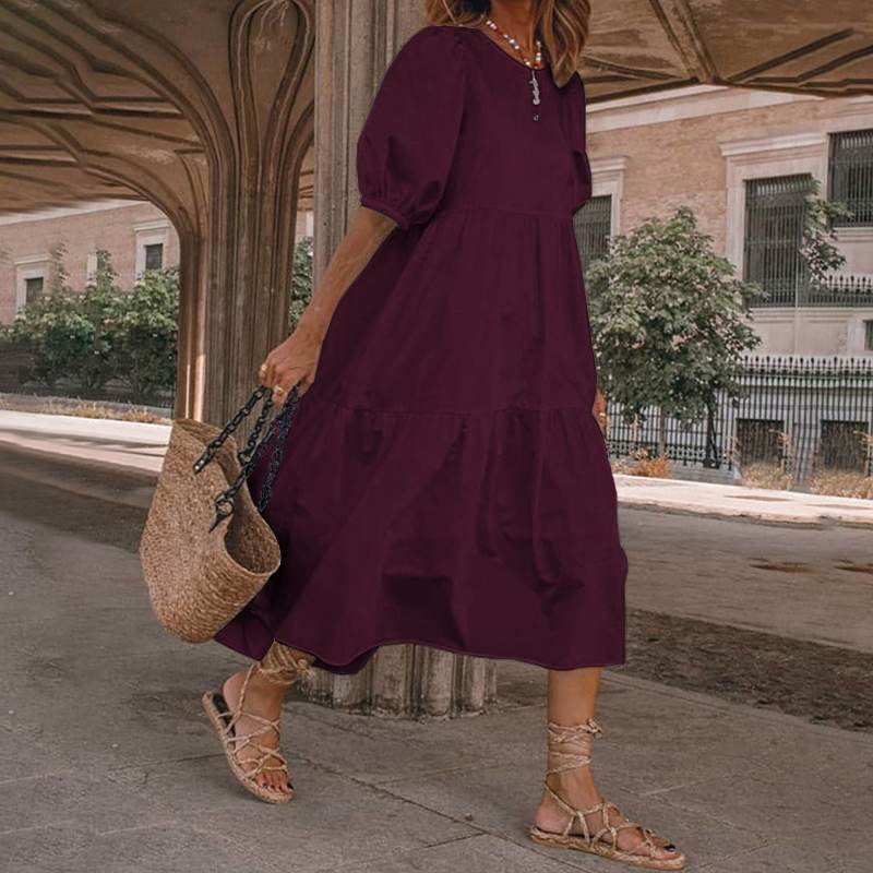 Robe longue pour femme : fluide, cintrée, à volants de berg-feldt