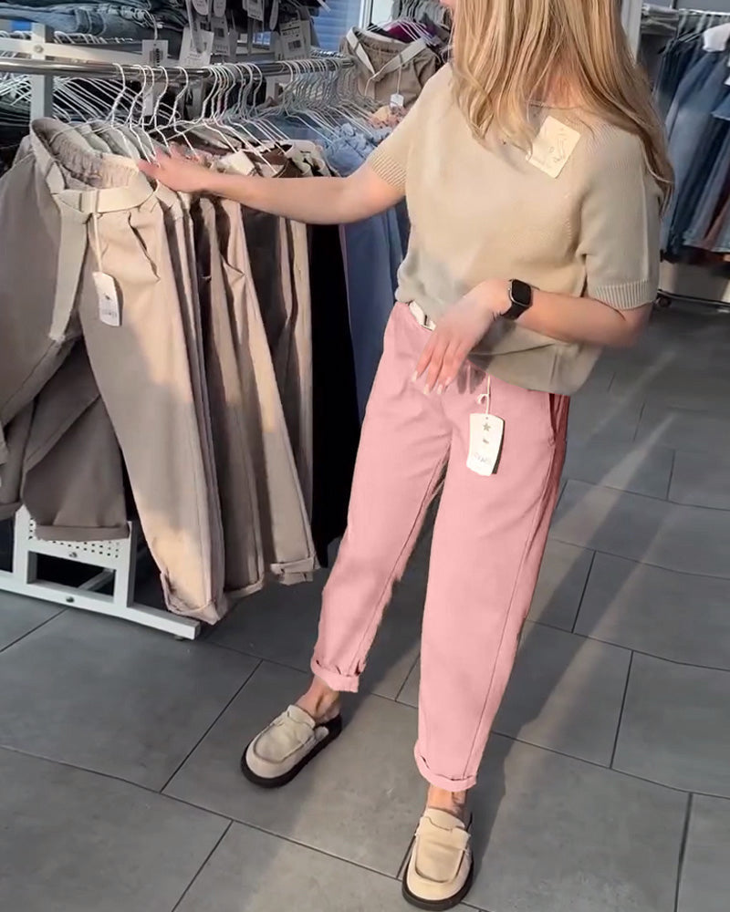 Pantalon chino pour femme avec ceinture élastique et détails modernes par berg-feldt