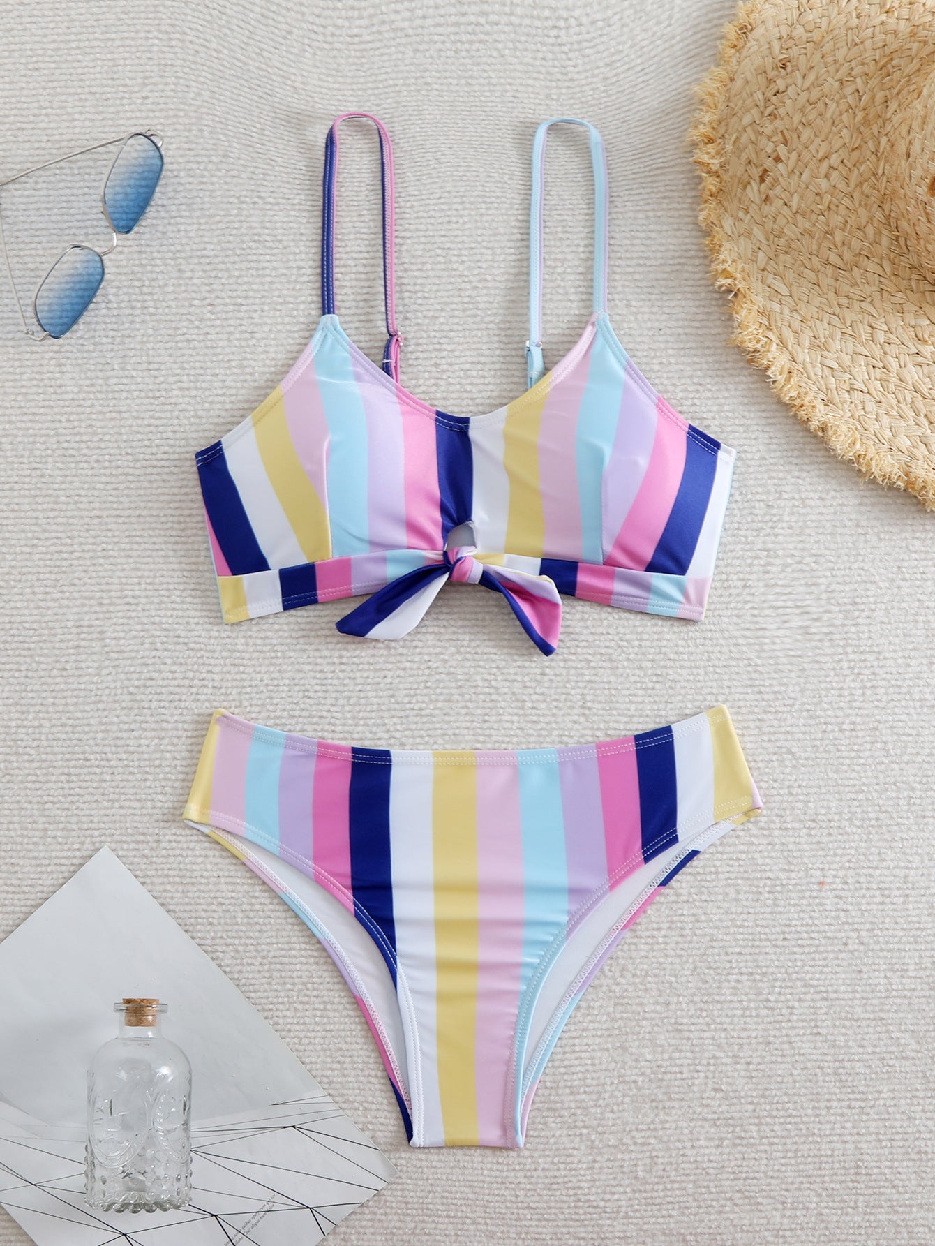 Haut de bikini Berg-Feldt pour femme à rayures multicolores