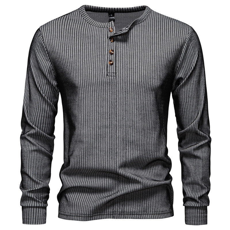 Chemise à manches longues pour homme, motif à côtes texturées et patte de boutonnage tendance Berg-Feldt