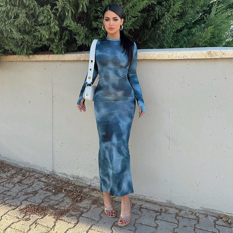Robe longue pour femme à manches longues et imprimé Tie-Dye berg-feldt