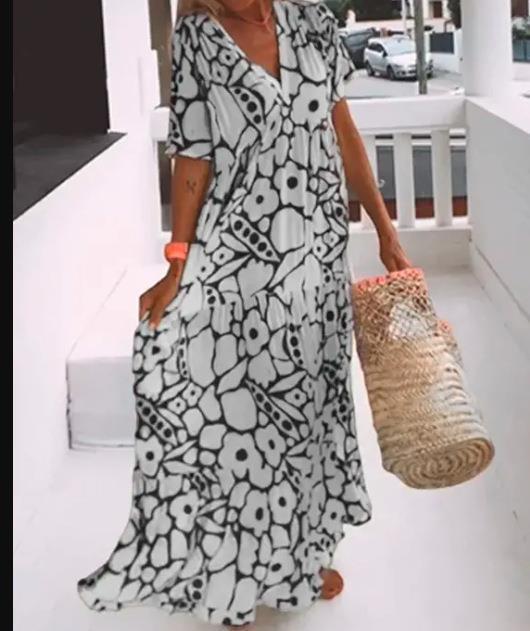 Robe longue bohème pour femme avec imprimé floral et manches fluides, par berg-feldt