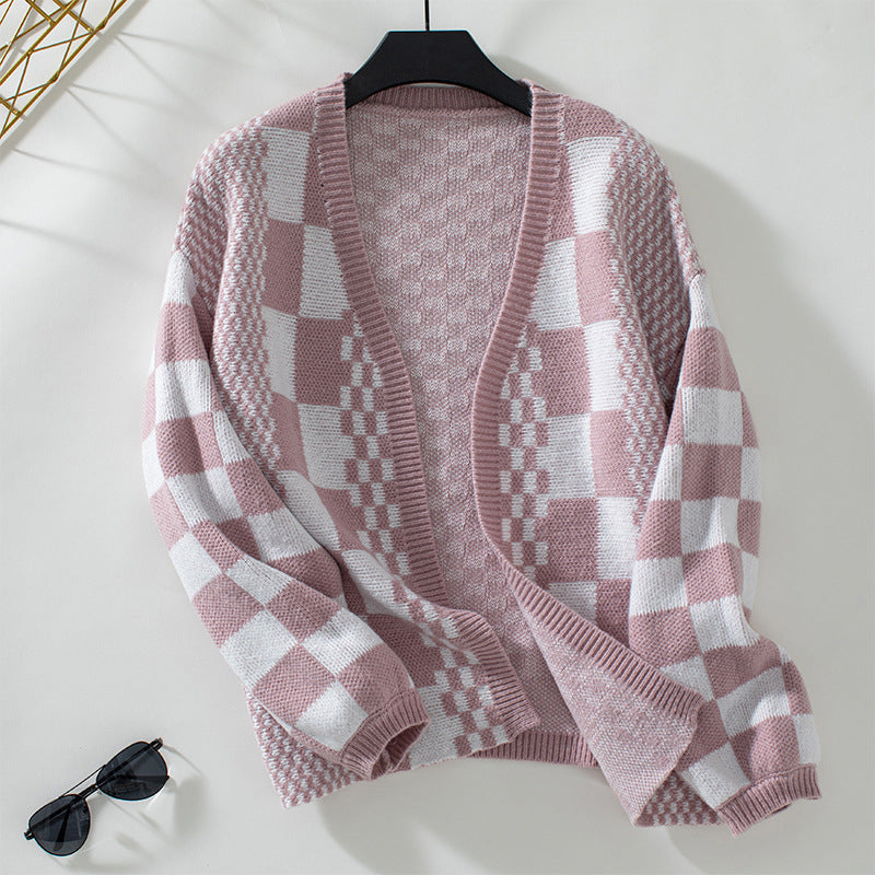 Berg-Feldt | Karierter Strick Strickjacke