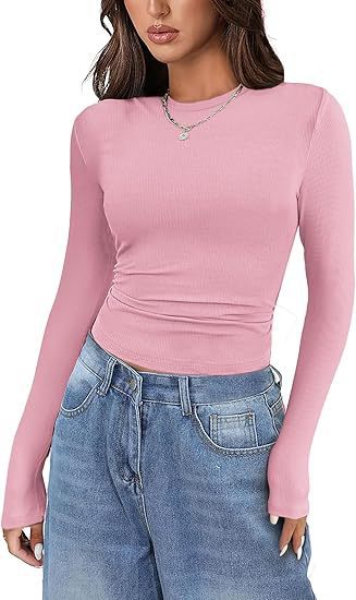 T-shirt côtelé ajusté à manches longues et détails mode pour femme de berg-feldt