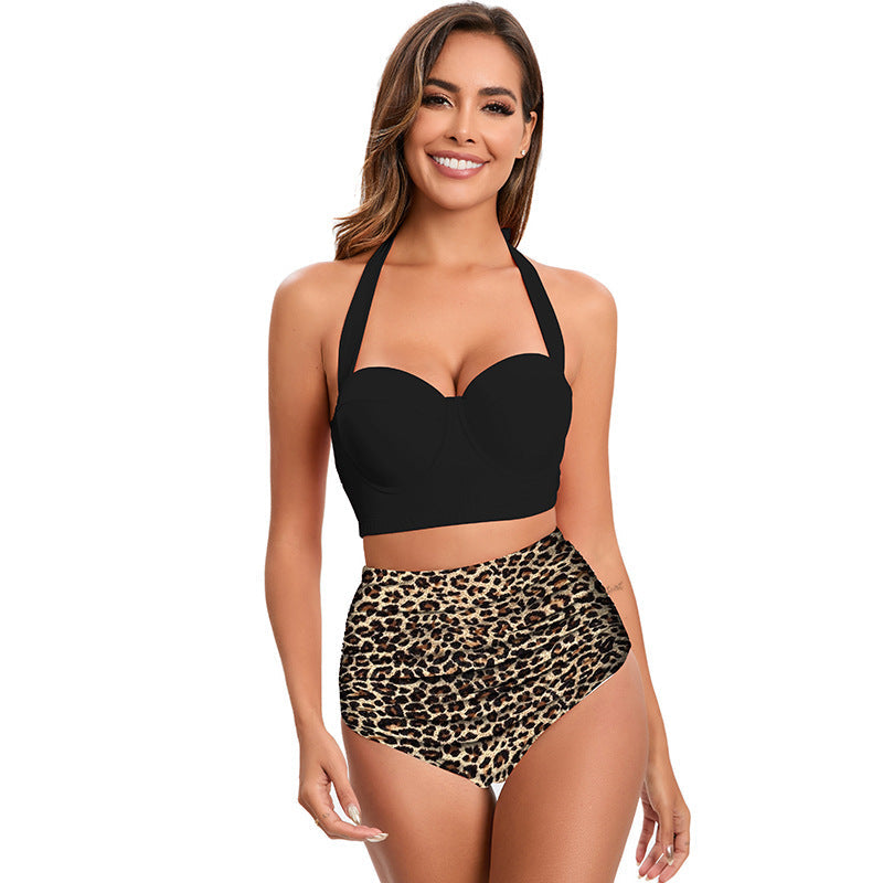 Ensemble de bikini taille haute à imprimé léopard Berg-Feldt pour femme