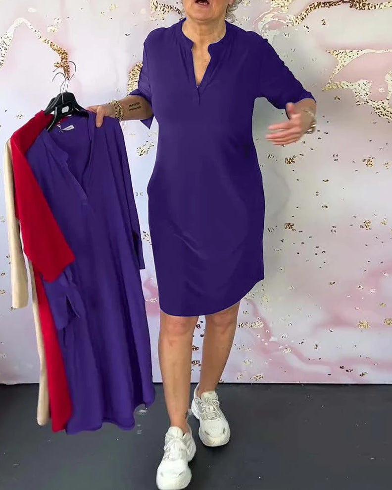 Elegantes Damen Freizeitkleid mit Stehkragen und praktischem Knopfverschluss von berg-feldt