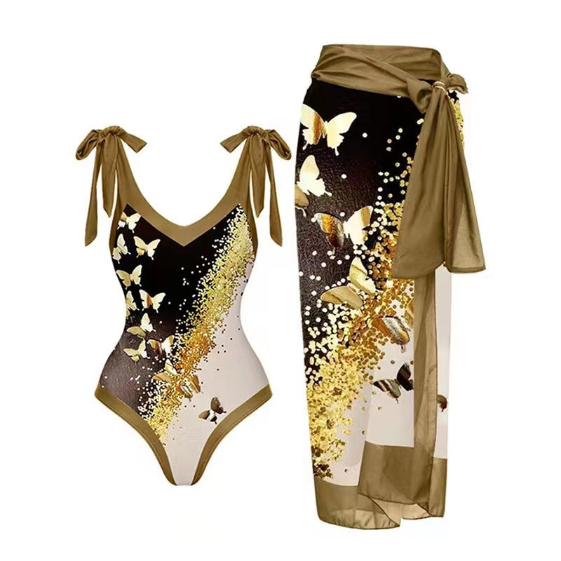 Maillot de bain élégant pour femme avec bretelles réglables et paréo