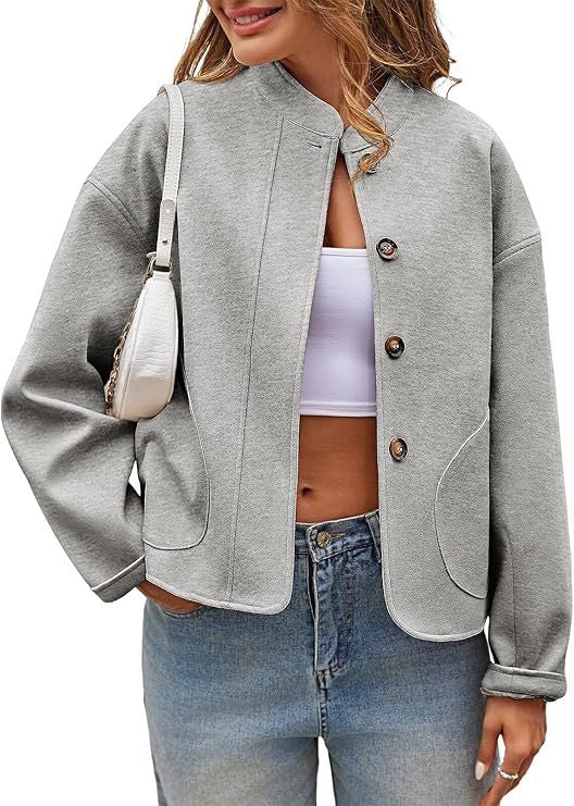Berg-Feldt Blouson ample boutonné avec poches latérales pour femme