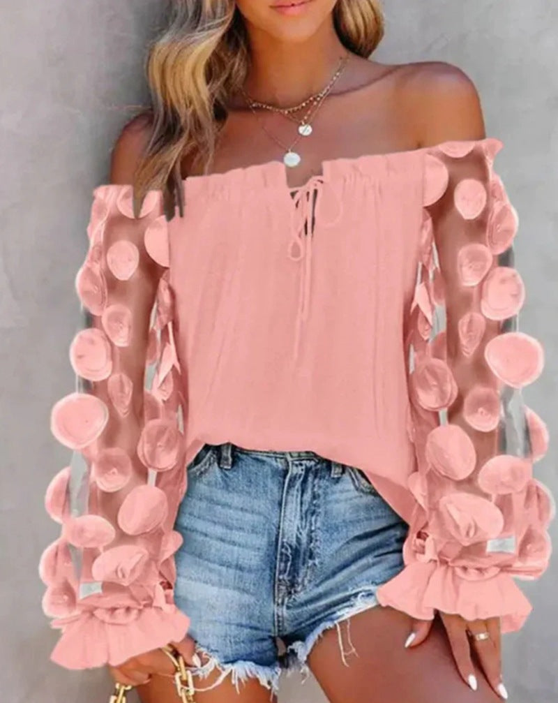Chemisier Berg-Feldt pour femme avec détails aérés et manches bouffantes transparentes