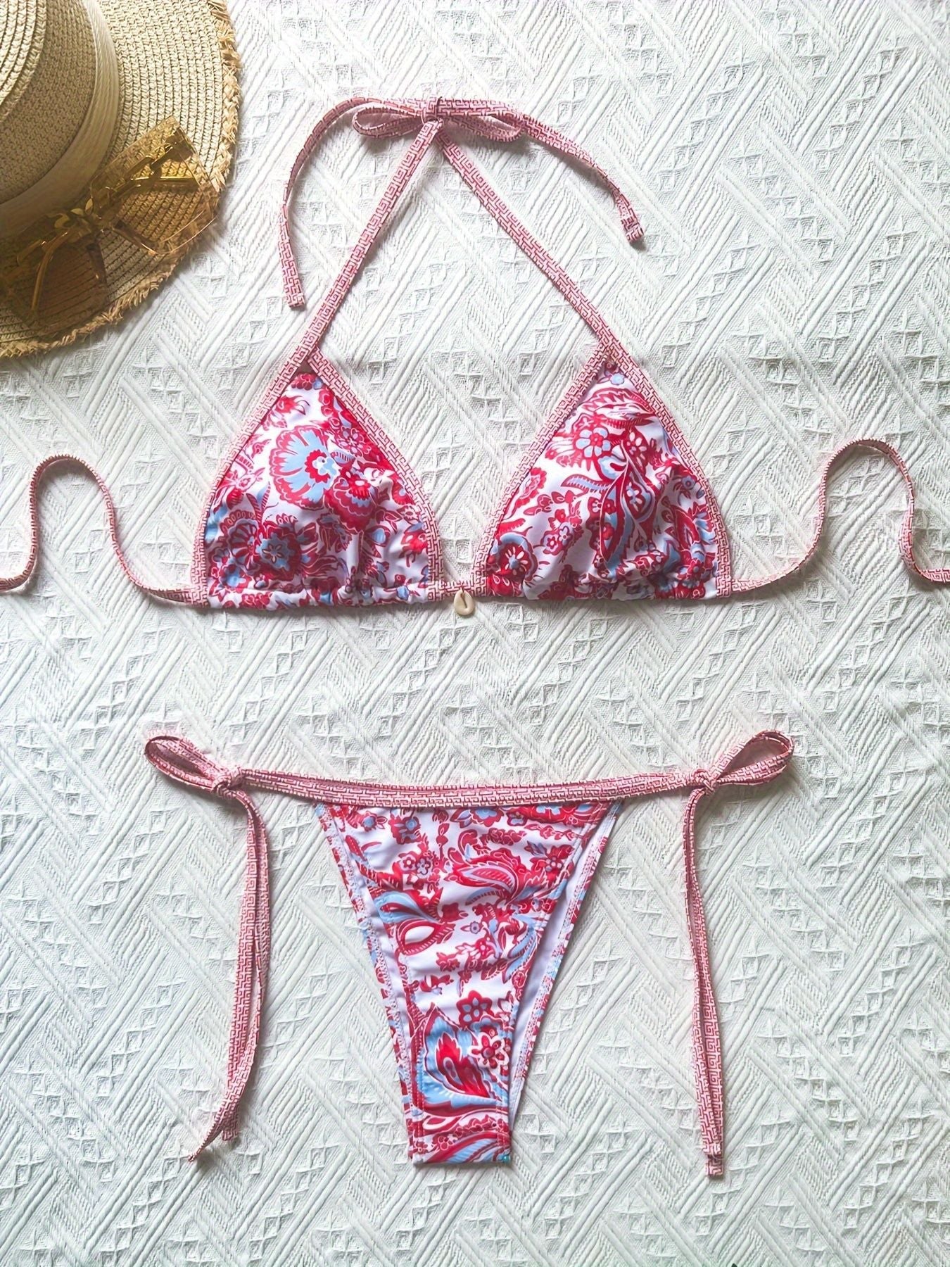 Haut de bikini triangle à imprimé floral Berg-Feldt pour femme