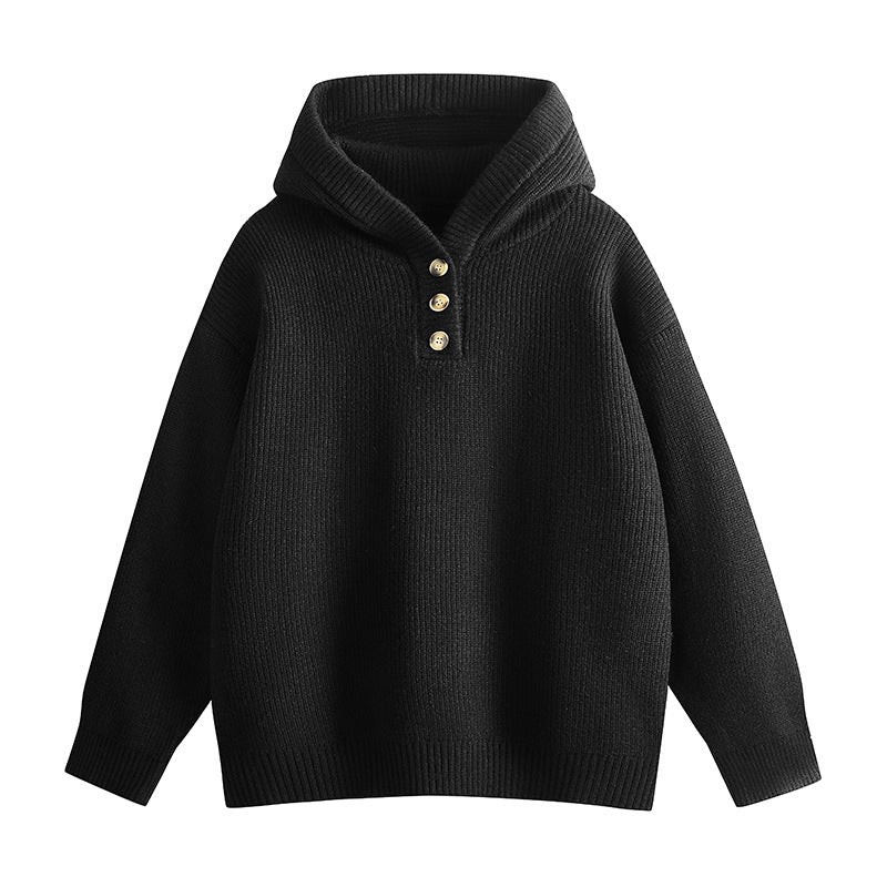 Damen-pull en maille de haute qualité avec col montant et détails boutonnés Berg-Feldt