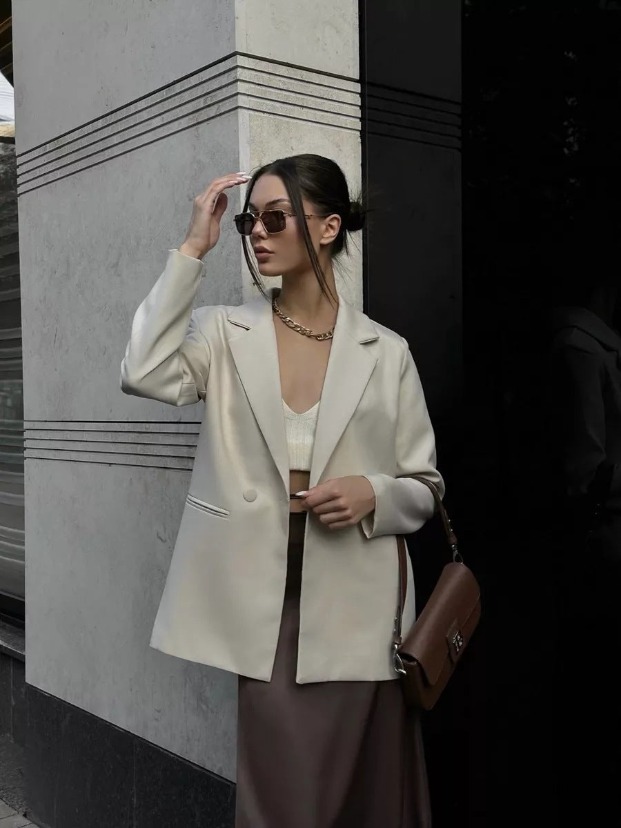 Élégant blazer pour femme à double boutonnage, avec poches et coupe décontractée de berg-feldt