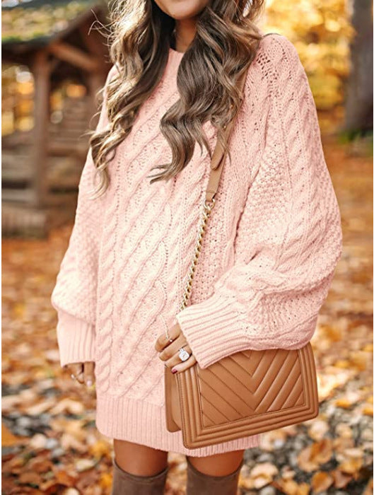 Women's chunky knit sweater with voluminous sleeves and decorative cable pattern Berg-Feldt