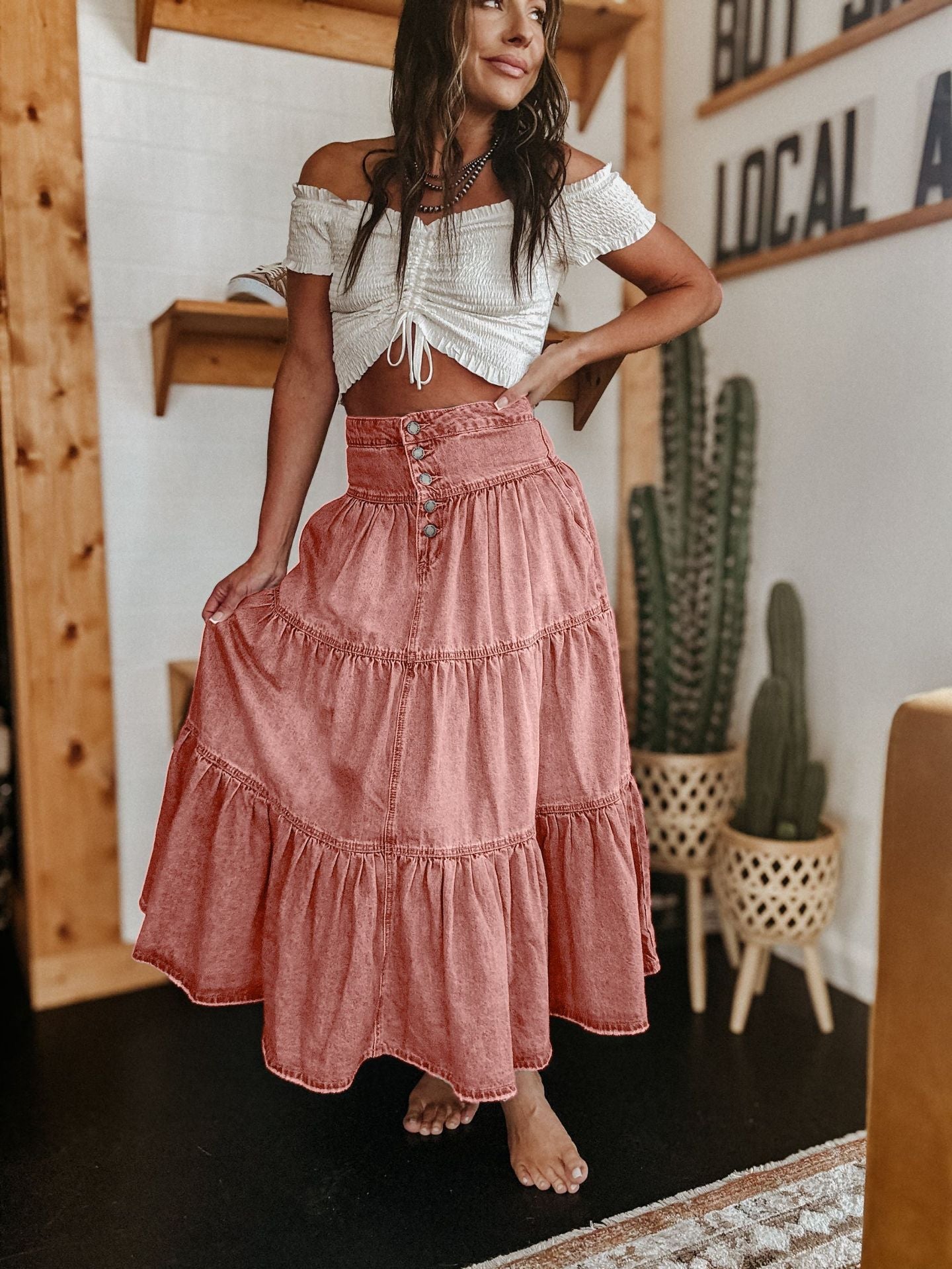 Robe longue bohème boutonnée berg-feldt