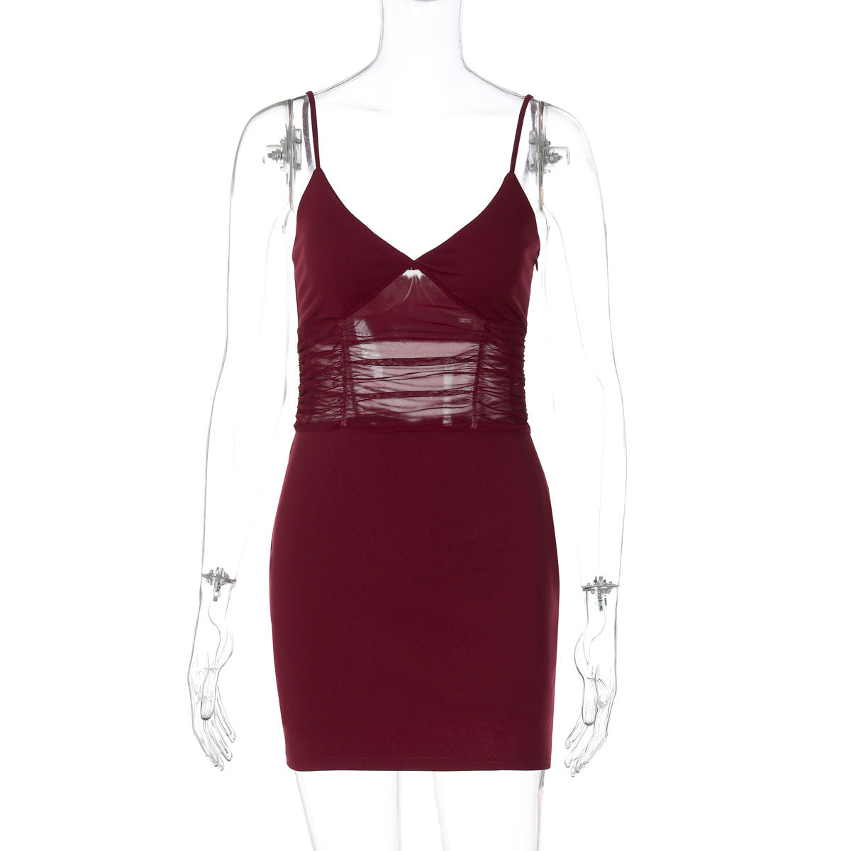 Berg-Feldt Robe pour femme avec dentelle transparente et volants sophistiqués