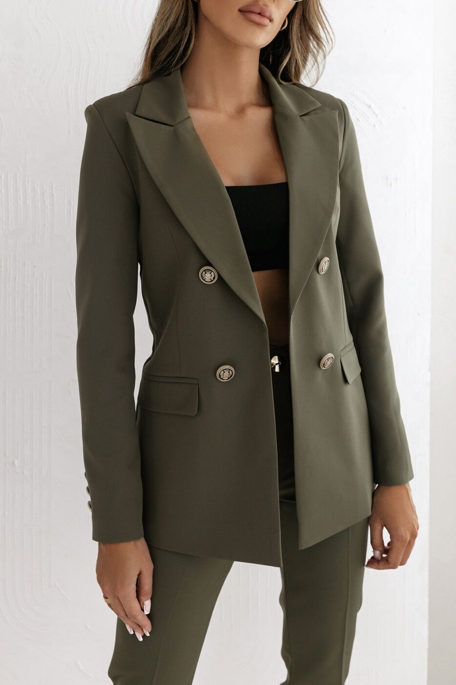 Damen Blazer Élégant Croisé avec Boutons Dorés et Coupe Moderne Berg-Feldt