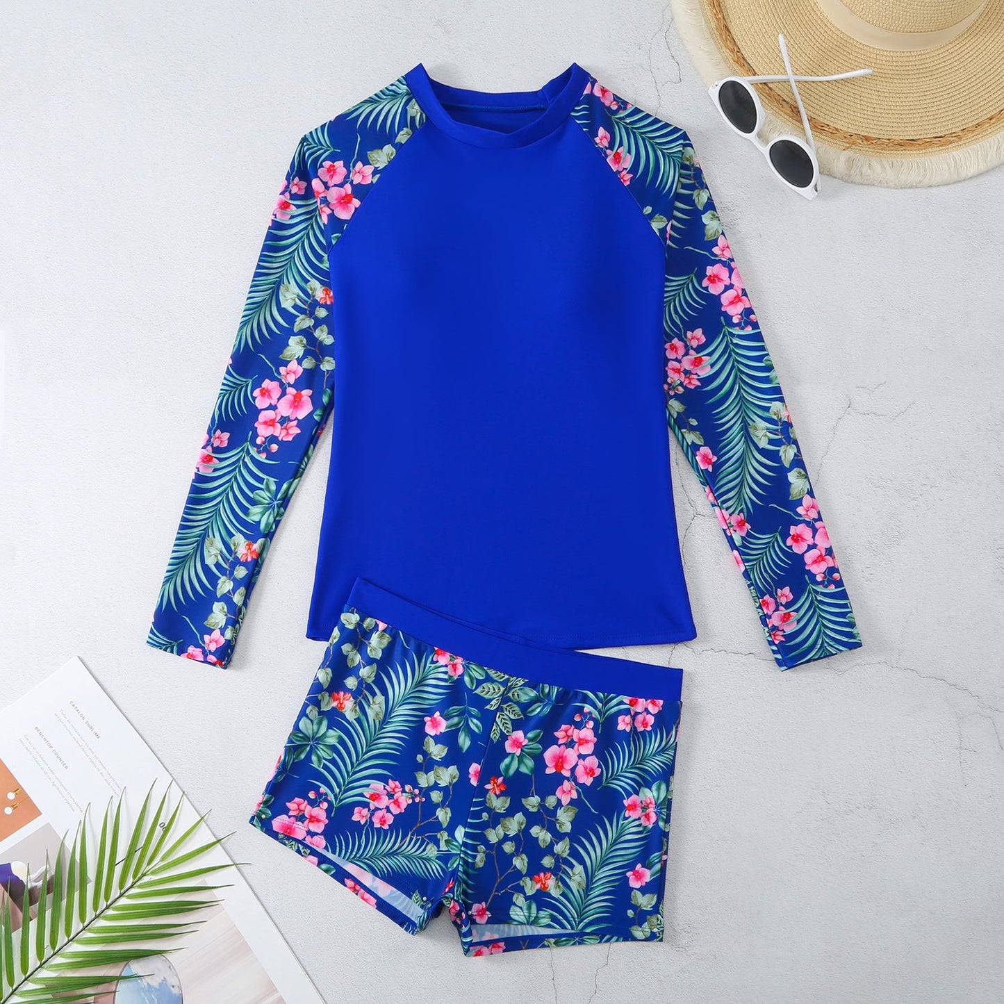 Ensemble de maillot de bain manches longues floral et anti-UV pour femmes berg-feldt