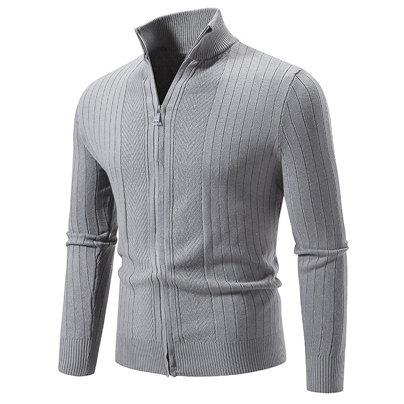 Cardigan en maille pour homme avec fermeture éclair moderne et structure côtelée fine Berg-Feldt