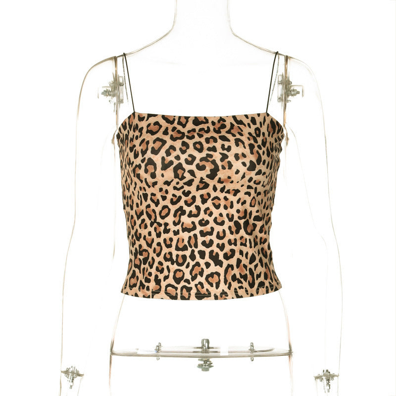 Elegantes Leoparden-Spaghettiträger-Top von berg-feldt für Damen