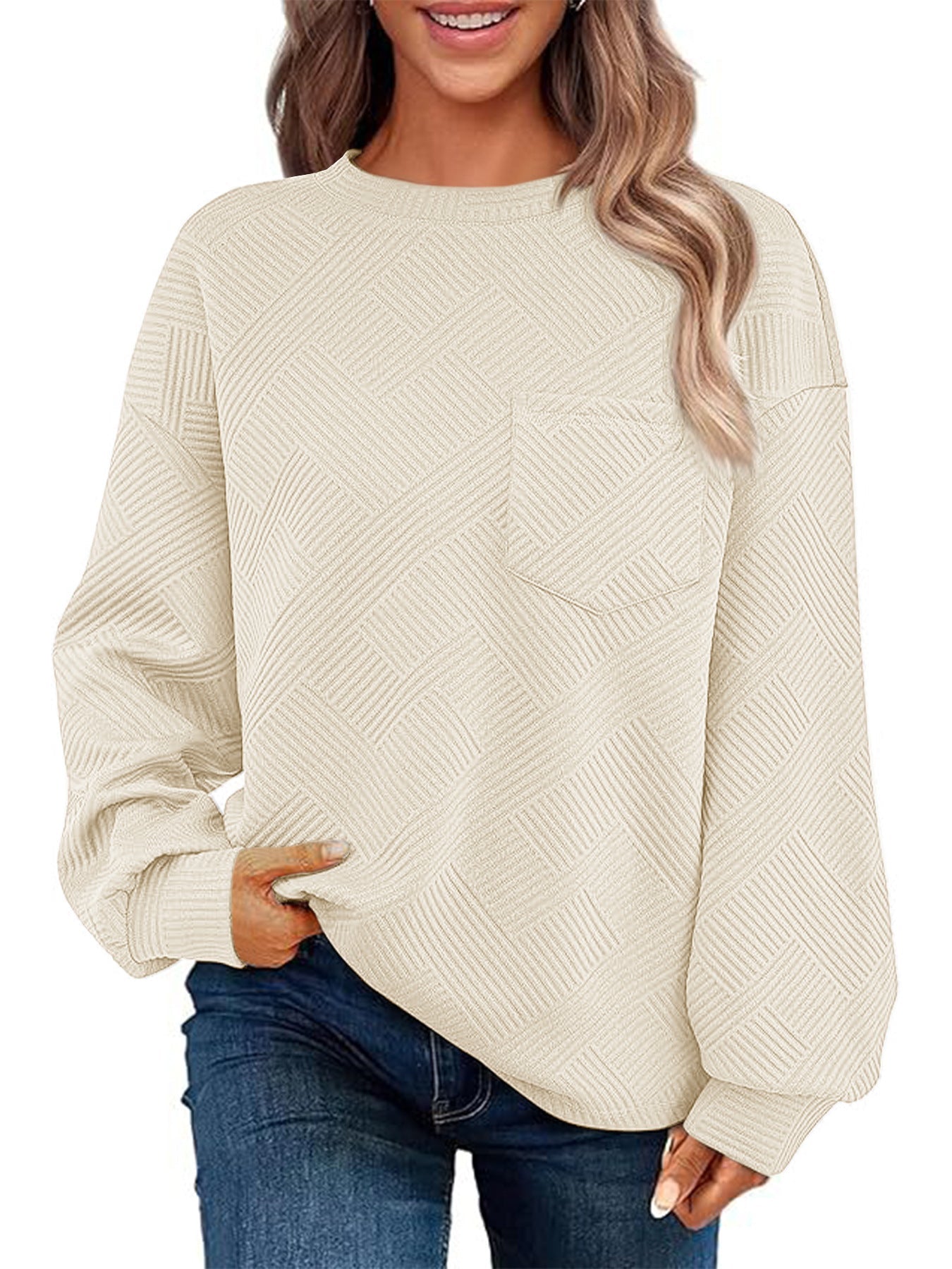 Femme Pull décontracté à motif texturé avec poches pratiques Berg-Feldt