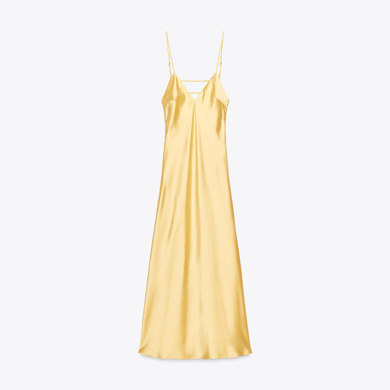 Damen Satin-Maxikleid mit zarten Trägern und elegantem Dekolleté Berg-Feldt