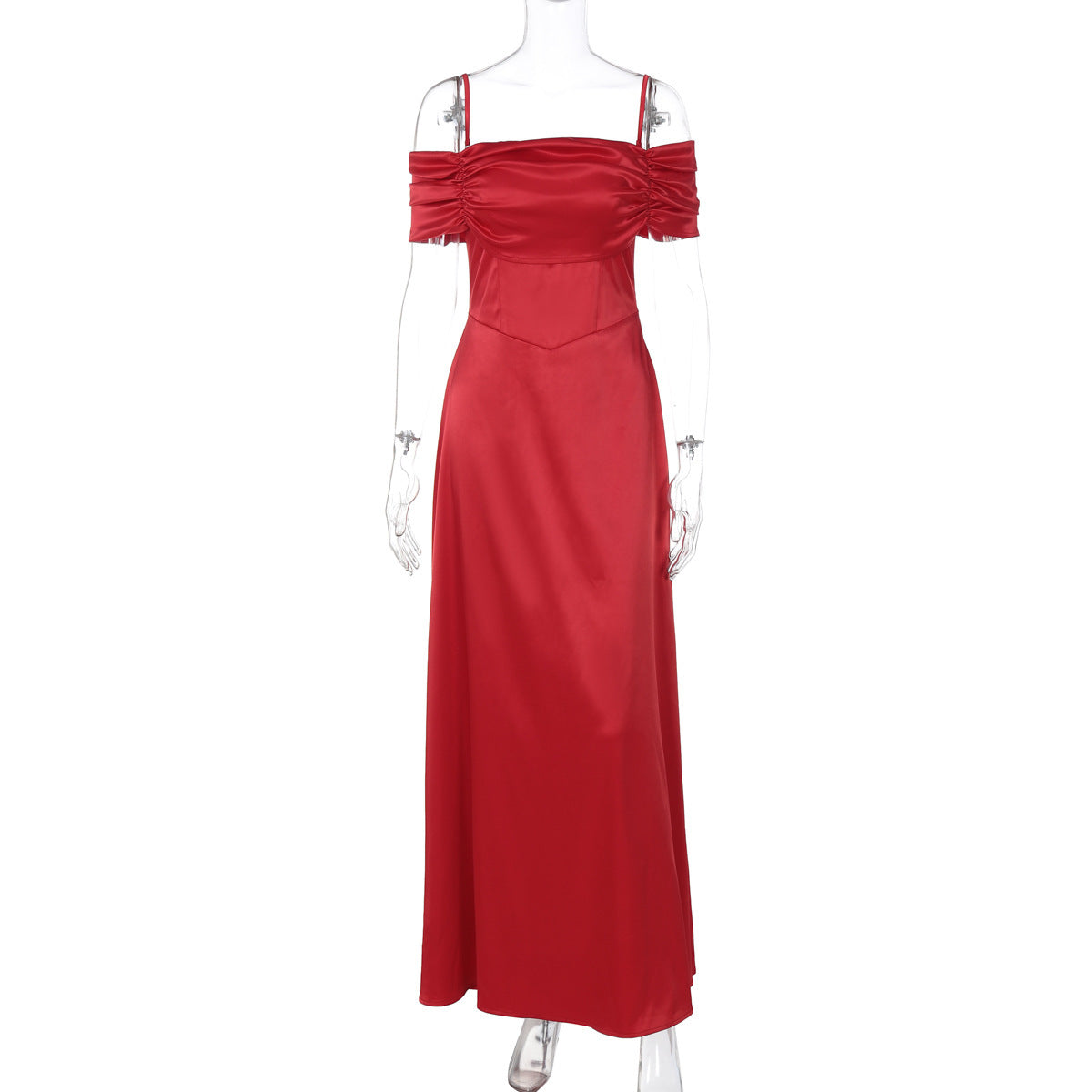 Robe longue élégante pour femme avec détails drapés et encolure épaules dénudées par berg-feldt