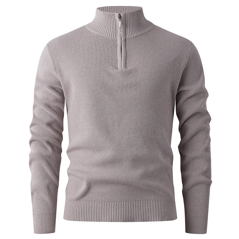 Herren Stehkragenpullover mit modernem Reißverschluss und feinem Rippstrick Berg-Feldt