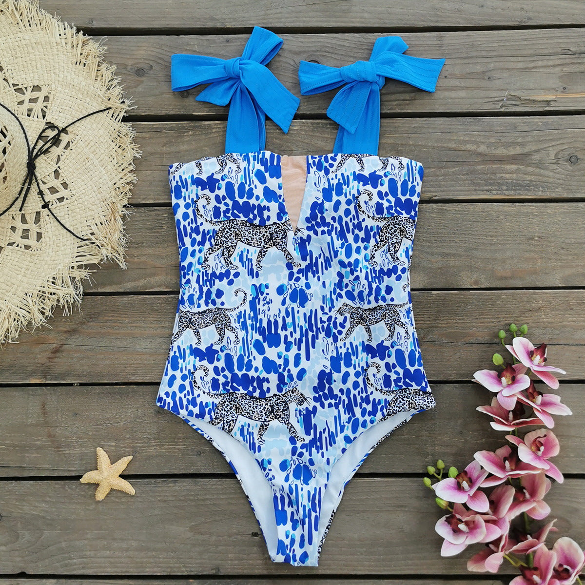 Maillot de bain femme Berg-Feldt : une pièce à nœuds romantiques et motif floral